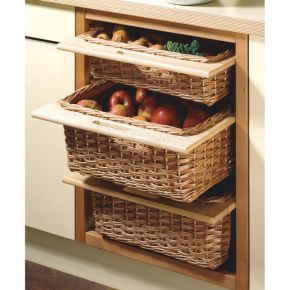 Wicker Baskets with Beech Runner-320x500x120 (Cabinet width 400 mm) with Beech Rail for cabinet side 18-19 mm